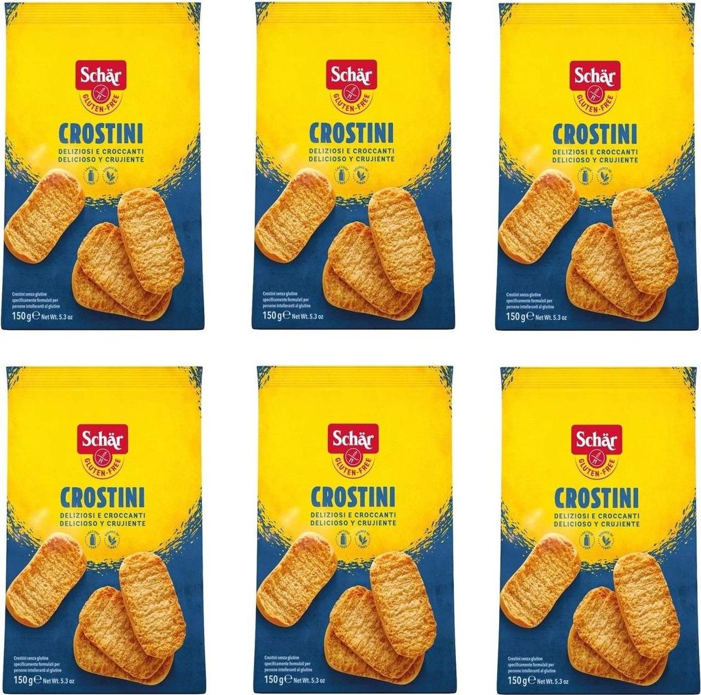 6x Schär Crostini Gluten Free glutenfreie Croutons Knuspriger Snack und bröckelig 150g