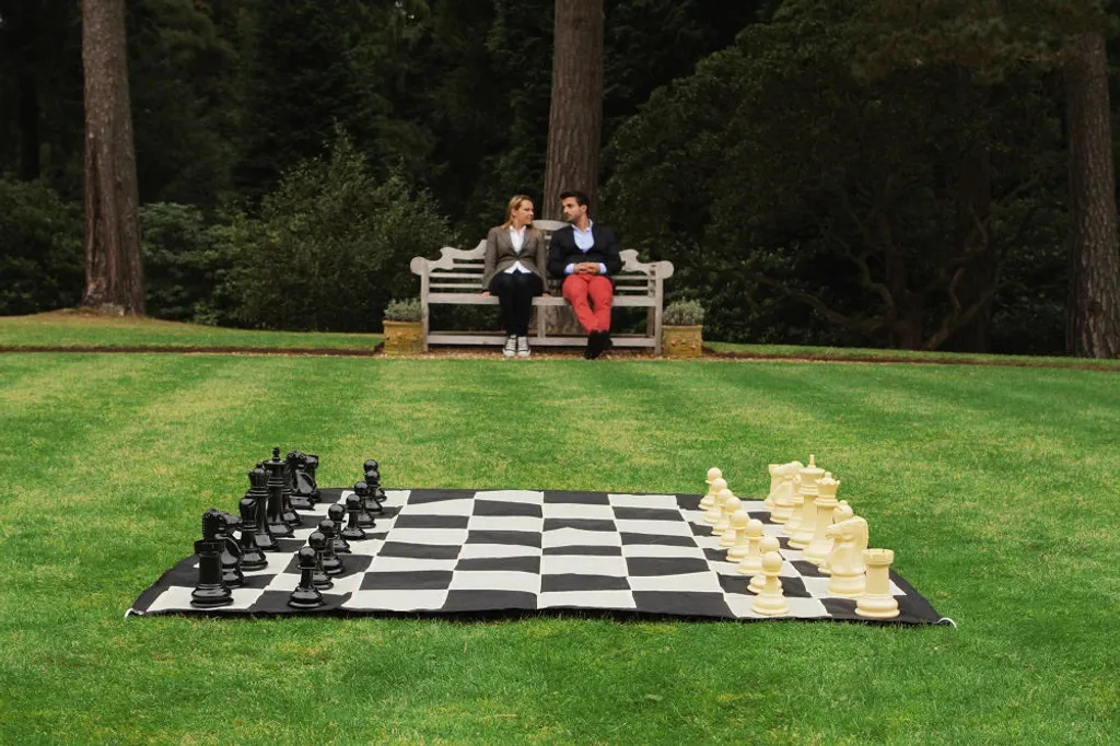 Jeu d'échecs géant 20cm avec tapis 90x90cm - Set complet d'extérieur - 3