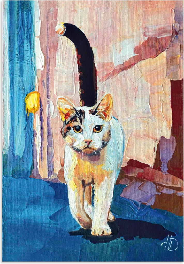 ARTland Wandbild Alu für Innen & Outdoor Elegante Straßenkatze Größe: 70x100 cm
