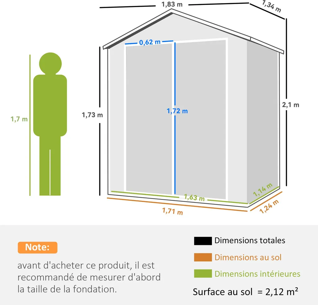 Abri de Jardin avec Fenêtre et Grille d'Aération en Résine Grise 2,1m² - 3