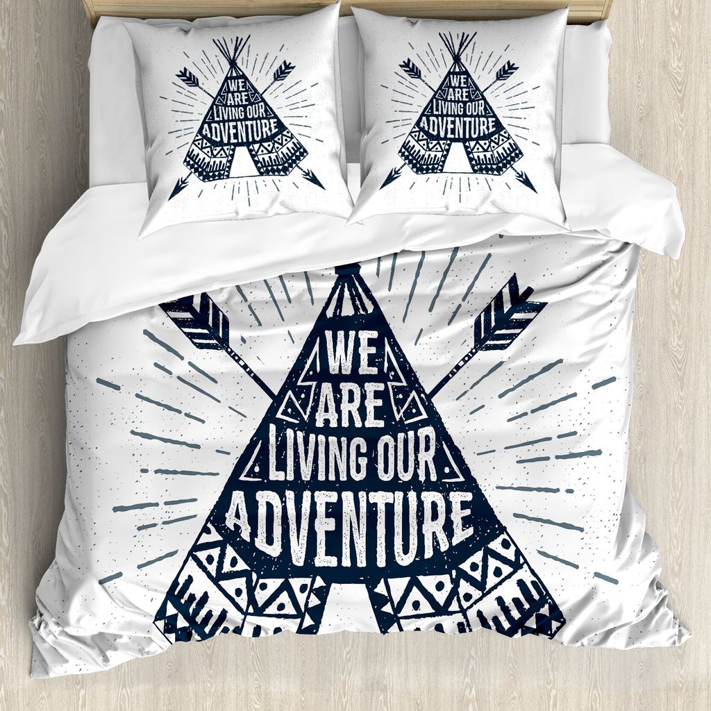 ABAKUHAUS Abenteuer Bettbezug, Teepee mit Pfeilen, Milbensicher Allergiker geeignet mit Kissenbezügen, 200 cm x 200 cm - 80 x 80 cm, Dunkel Petrol...