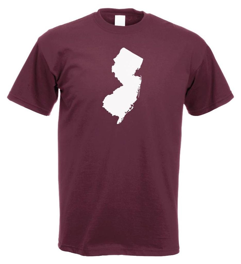 Kiwistar - T-Shirt - Burgund - USA - Bundesstaat - New Jersey Herren Funshirt Bedruckt Design Sprüche Spruch Motive - mit Motiv Bedruckt - Funshir...