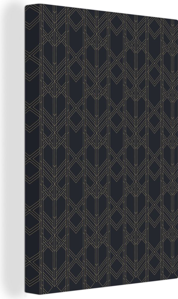 OneMillionCanvasses - Leinwandbilder - 90x140 cm, Geometrisch - Art déco - Schwarz - Gold, Wandbilder Kunstdruck Wanddekoration - Foto auf Leinw...