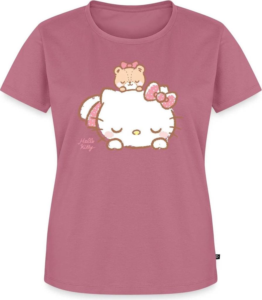 Spreadshirt Hello Kitty Mit Teddy Auf Dem Rücken Frauen Premium T-Shirt, XS, Mauve