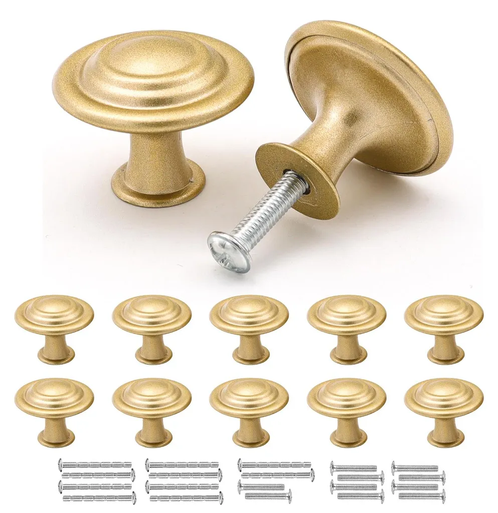 Boutons de Tiroir Dorés 30mm en Zinc, Design Vintage Chic pour Buffet