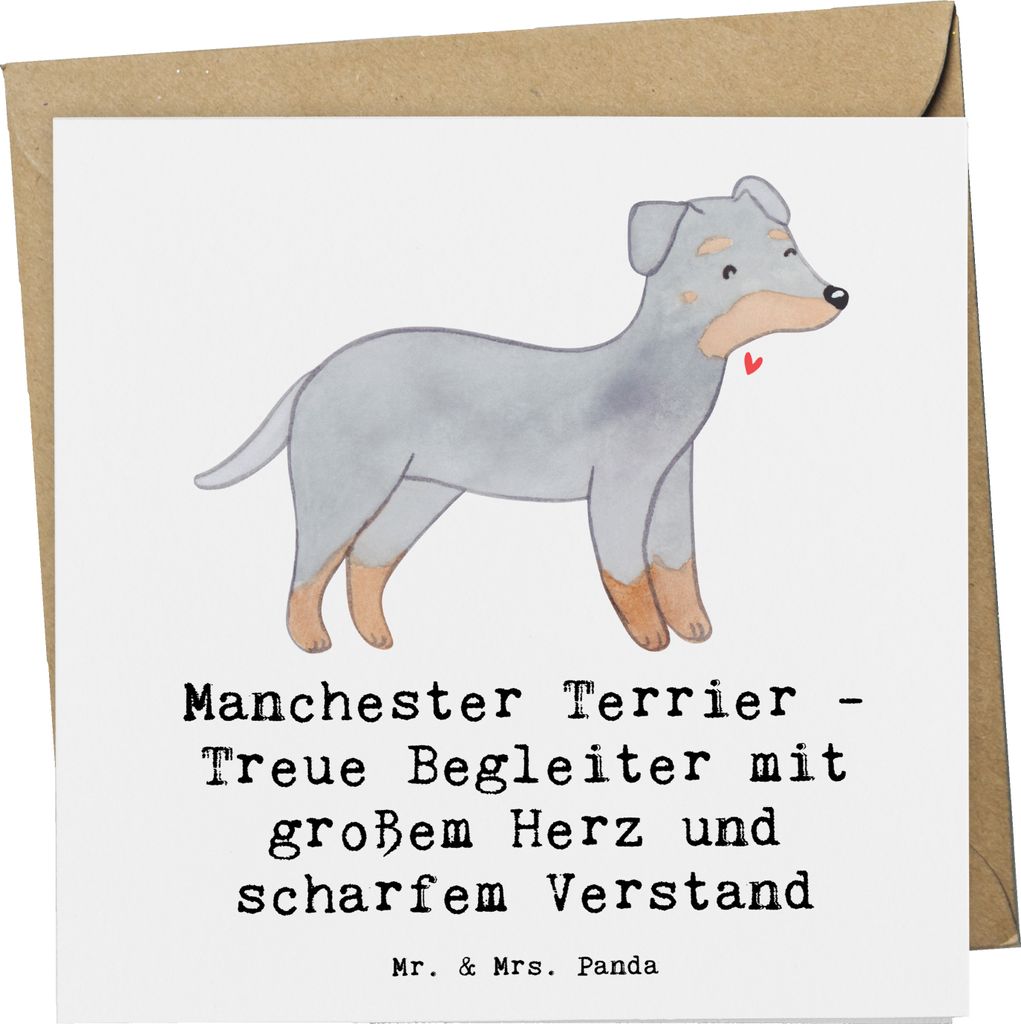 Mr. & Mrs. Panda Klappkarte Manchester Terrier Begleiter - Weiß - Geschenk, Hunderassen, liebevoller Charakter, anlasskarte, Hundeliebhaber, doppe...