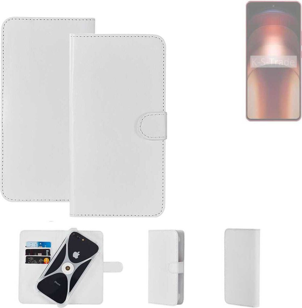 K-S-Trade Handy Hülle Schutz Hülle kompatibel mit Vivo iQOO Neo9s Pro Cover Case Bookstyle Bumper weiß 1x