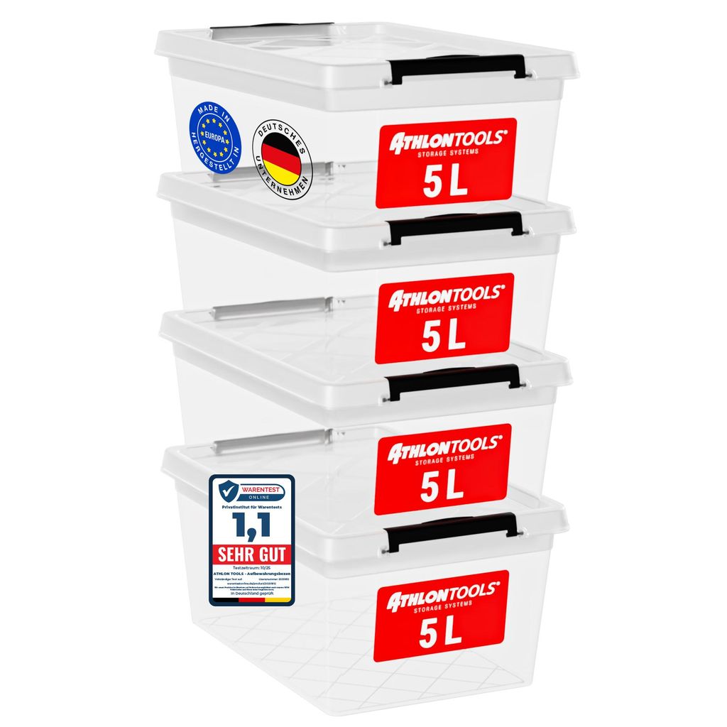 ATHLON TOOLS 4 x 5L Aufbewahrungsboxen mit Deckel - Chess Produktbild 