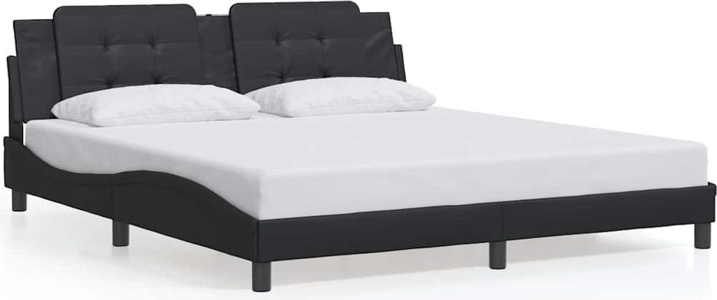 vidaXL Bettgestell ohne Matratze "Zadar" Schwarz 180x200 cm Kunstleder