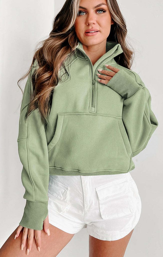 OMG Sweatshirt mit Reißverschluss für Frauen Chenna hellgrün XL