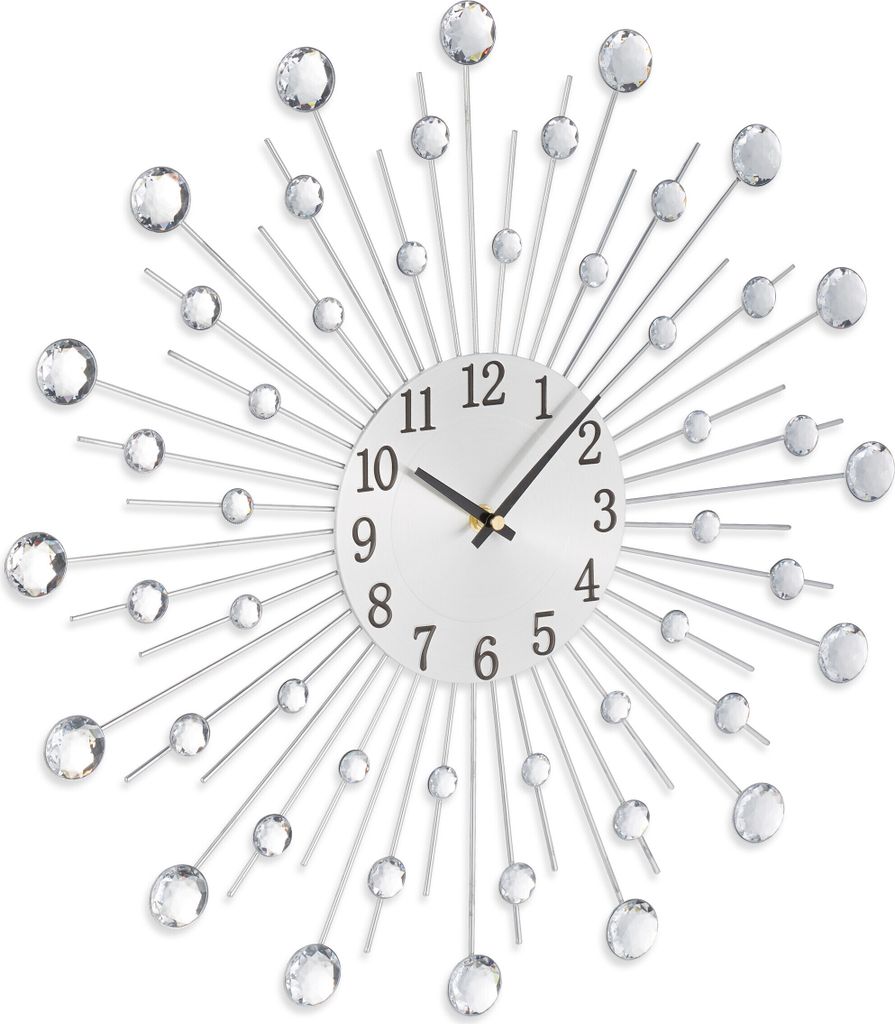 Relaxdays Wanduhr, glitzerndes Diamanten-Design, Produktbild 