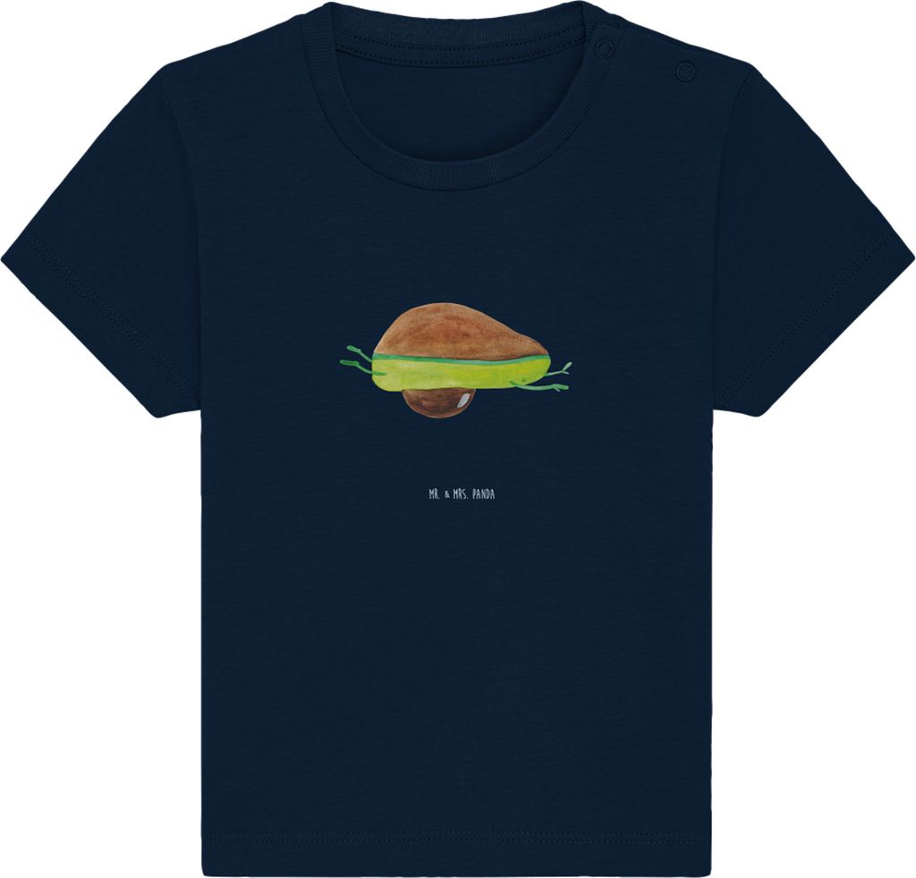 Mr. & Mrs. Panda T-Shirt Avocado Yoga 12. - 18. Monat - French Navy - Geschenk, Baby, Kinder Shirt, Bauch, Hilfe, Sport, Humor, Kurzarmshirt, Klein...