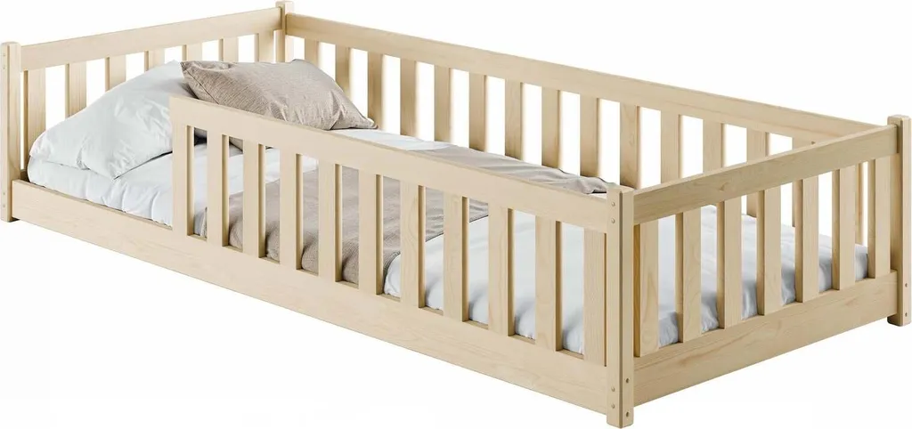 Lit simple pour enfant 80x160 cm en pin naturel - Modèle Bella