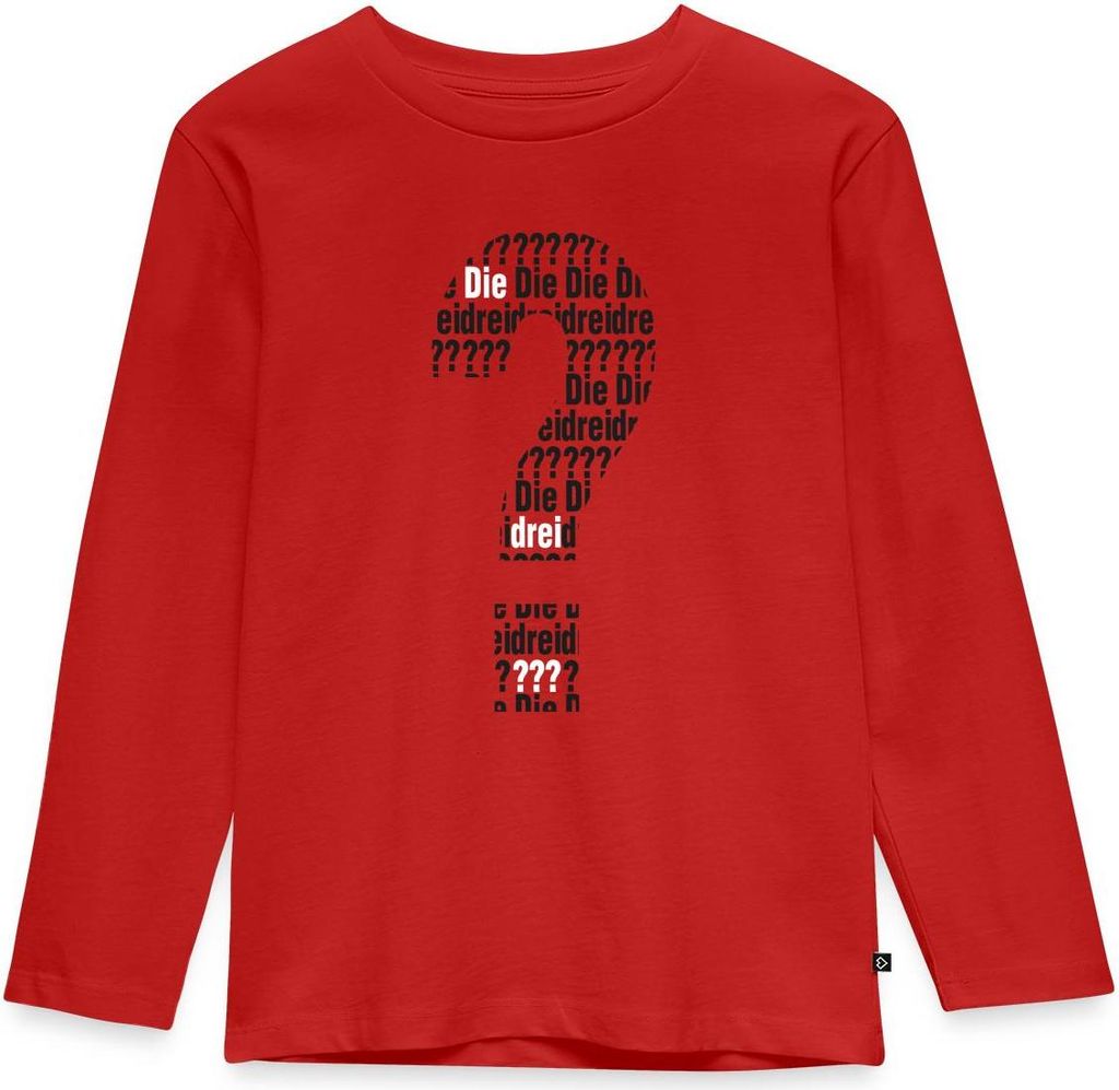 Spreadshirt Die Drei Fragezeichen Kids Logo Schwarz Weiß Kinder Premium Langarmshirt, 110/116 (4 Jahre), Rot