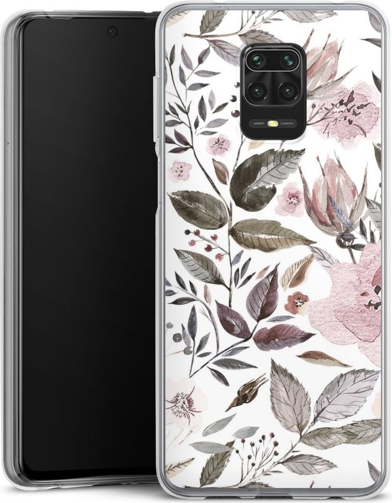 DeinDesign Handyhülle für Xiaomi Redmi Note 9s Silikon Hülle Case Smartphone Schutzhülle Blumen Pastell Wasserfarbe