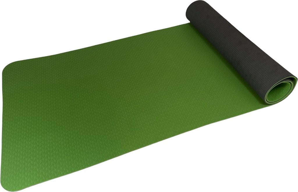 Yogamatte TPE Fitnessmatte Gymnastikmatte Sportmatte Grasgrün/Schwarz 183x61x0.6cm