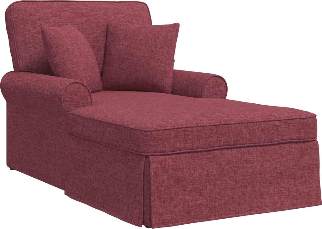 vidaXL Chaise Lounge mit Rock mit Kissen 3 pcs Weinrot Stoff