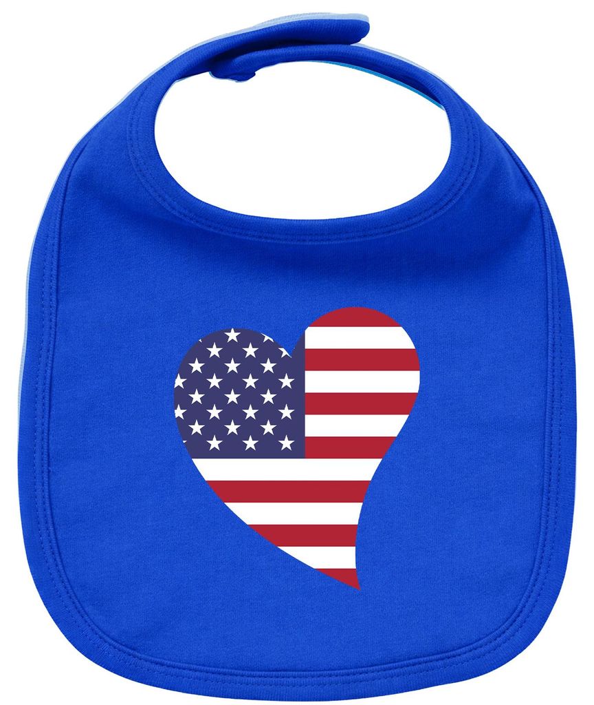 Huuraa Baby Lätzchen USA Flagge Herz Royal Blue Klettverschluss Baumwolle Latz Geschenkidee