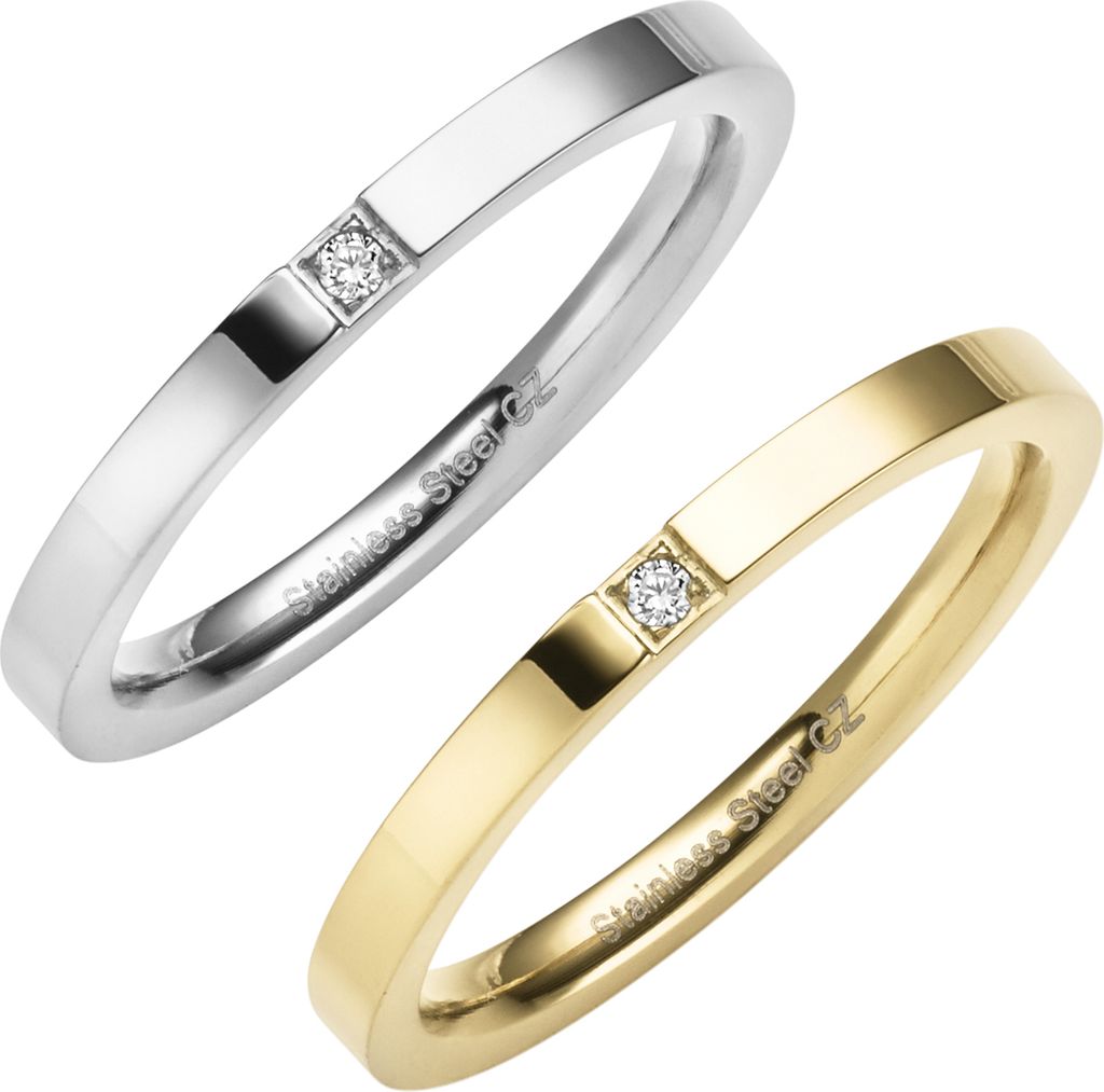 Zeeme Stainless Steel Ring Edelstahl mehrfarbig 021 (66,1) Zirkonia weiß 381070002T