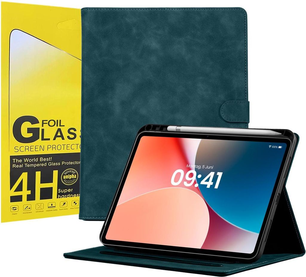 LBH Tablet Schutzhülle + 2x 4H Displayfolie für Apple iPad Air 6. Gen 11 Zoll Cover Case Schutz Tablet Farbe: Petrol