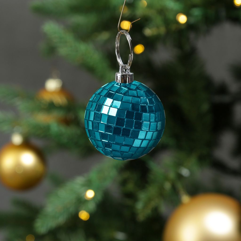 Christbaumschmuck Discokugel - Spiegelkugel 5cm - Weihnachtskugel - 5x5mm Spiegel - blau - 12St.