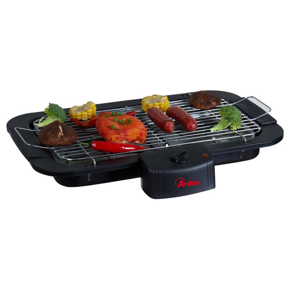 Ardes AR1B01 Elektrischer Tischgrill 2200W abnehmbarer Grill schwarz chrom