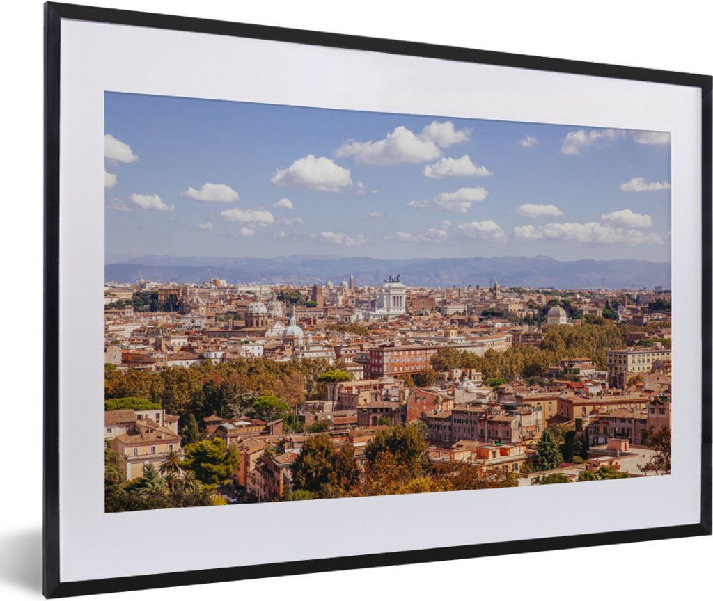 MuchoWow Gerahmtes Poster Rom - Berge - Ausblicke 60x40 cm - Poster mit Schwarzem Bilderrahmen Wandposter Rahmen Foto Bilder - Schlafzimmer - Pla...