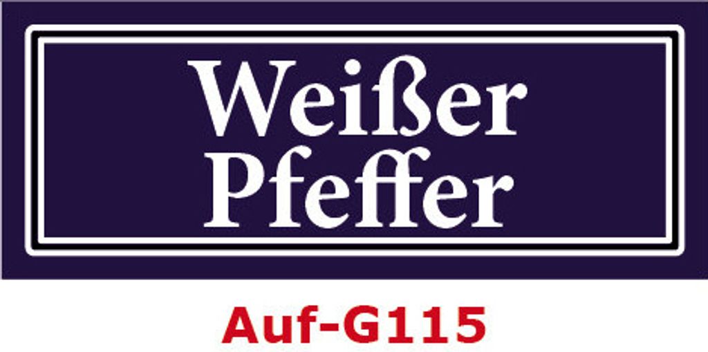 10 Stück Gewürzaufkleber Weißer Pfeffer 40x16mm Gewürzetiketten Sticker Lebensmittel (Auf-G115)