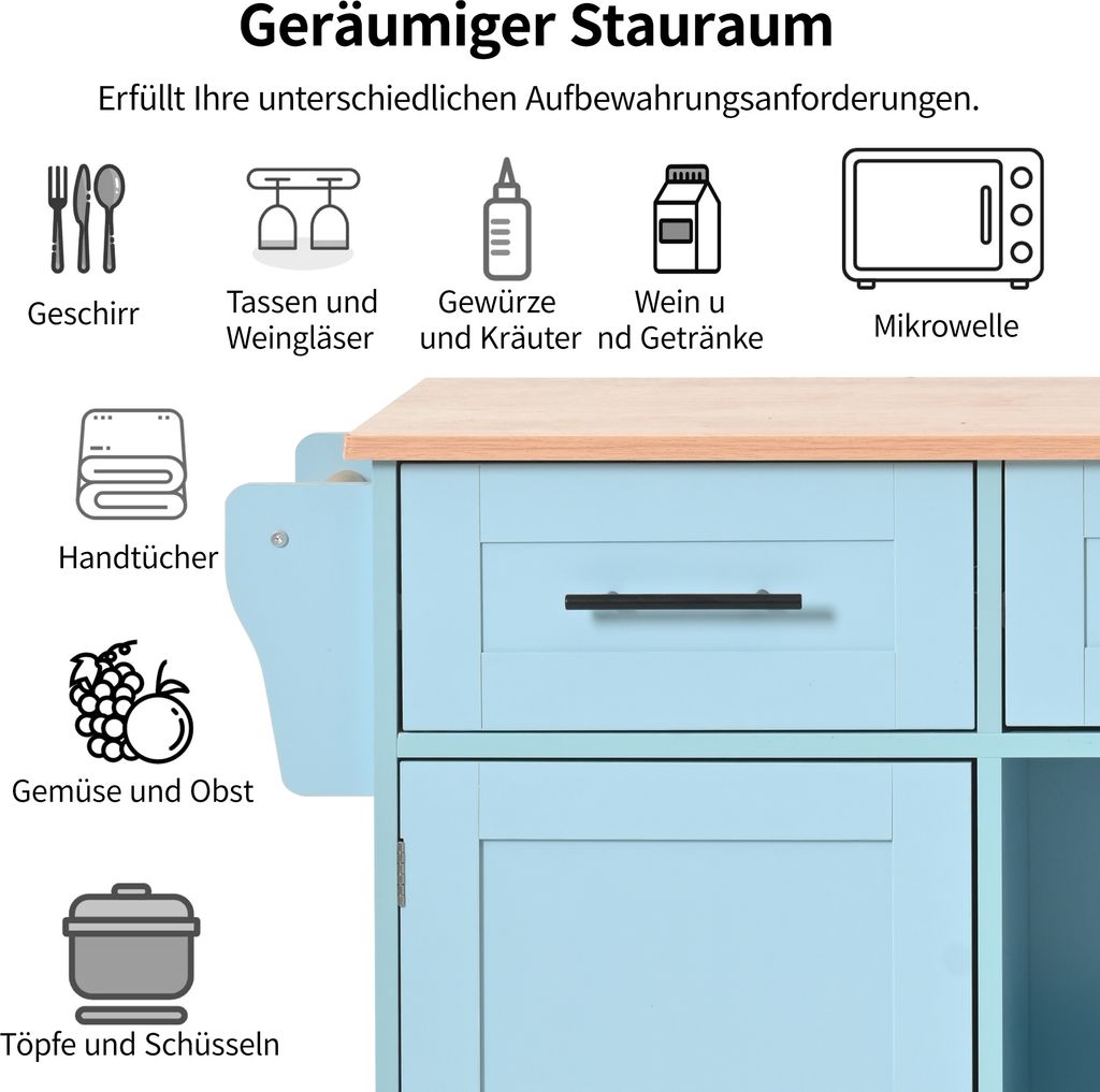 Flieks Servierwagen Kücheninsel Küchenschrank mit 3 Produktbild 9