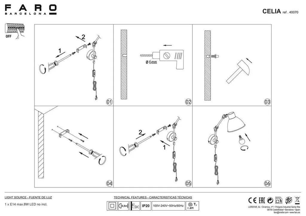 Applique Celia noir mat 1 lumière - Solution éclairage gain de place - 7
