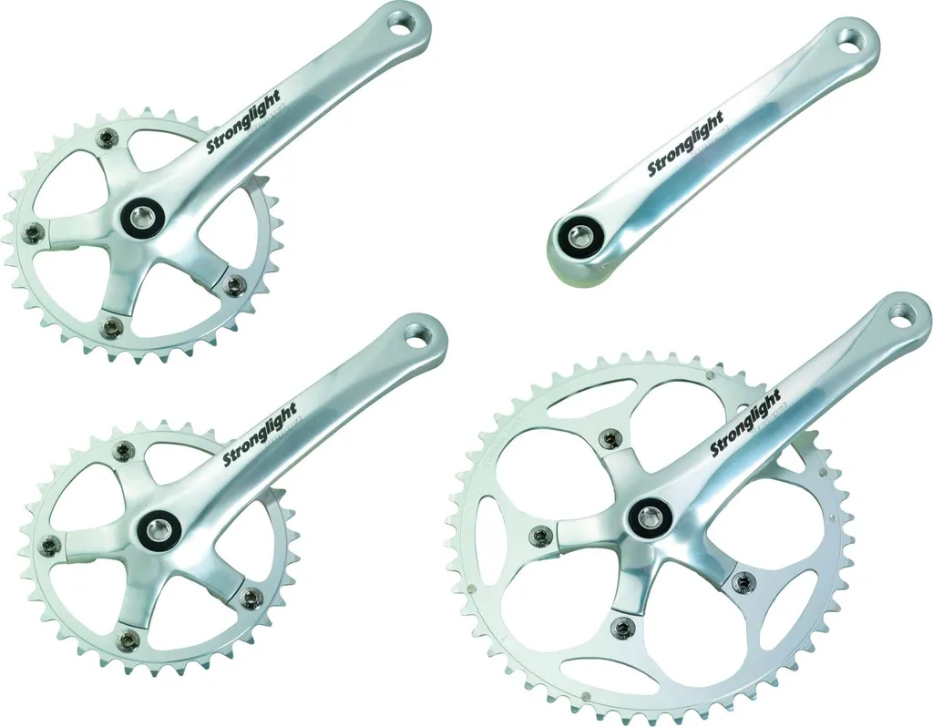 Pédalier de Tandem en Alu Argenté Stronglight Impact 170mm Spécial Moyeu