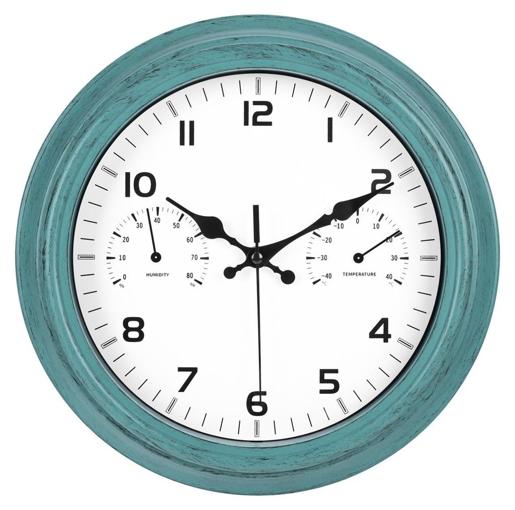 Horloge Murale Rétro Vintage Étanche IvoQ avec Thermomètre Image du produit 
