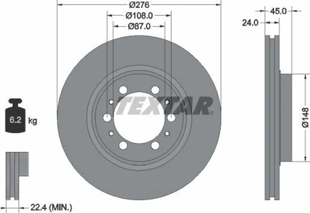 Disque de Frein Avant pour Pajero et L200 - Remplacement MB618716 Textar