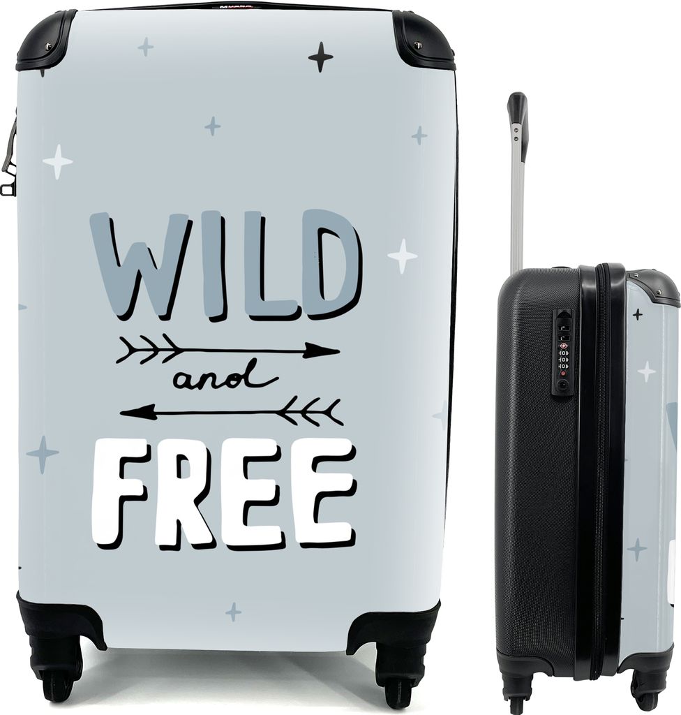 MuchoWow MuchoWow Koffer Handgepäck Trolley Rollkoffer Kleine Reisekoffer mit 4 Rollen - Sprichwörter - Wild und frei - Zitate - Kinder - Bab...