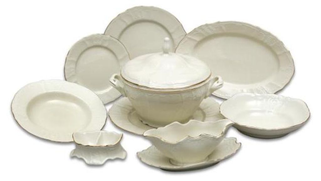 Speiseset Porzellan, Goldstreifen, Elfenbein, Thun, 25 Produktbild 