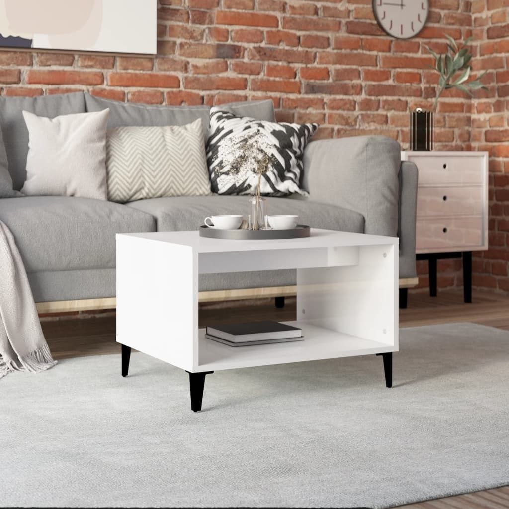 Maison Exclusive - Couchtisch Hochglanz-Weiß 60x50x40 cm Holzwerkstoff