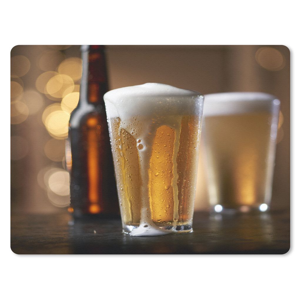 MuchoWow Mauspad Mousepad Bier auf einer Holzstange 40x30 cm - Mousepads - Maus Mat - Pad - Mausunterlage - Anti Rutsch