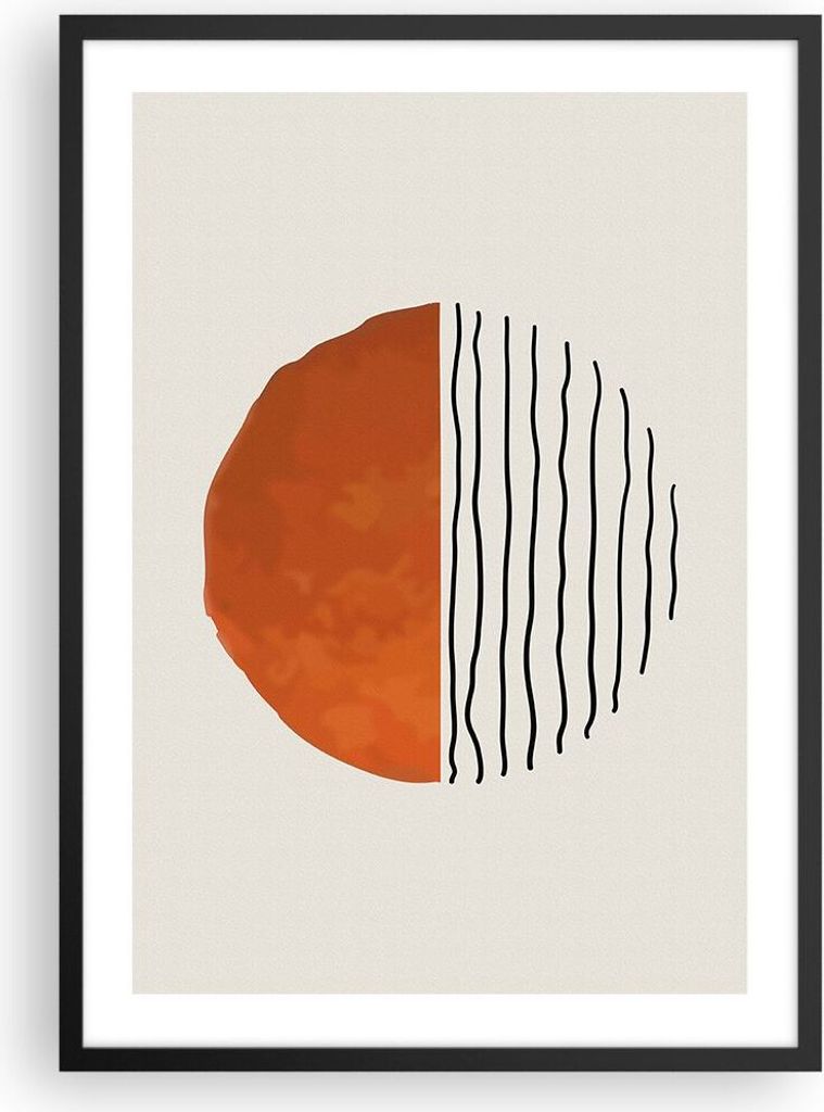 Gerahmtes Poster - Schwarzer Rahmen - Modern Sonne Meer - 50x70 cm - Wand Bild - Wanddeko - Wandbilder - Kunstposter - Wandposter - Bilderrahmen - ...