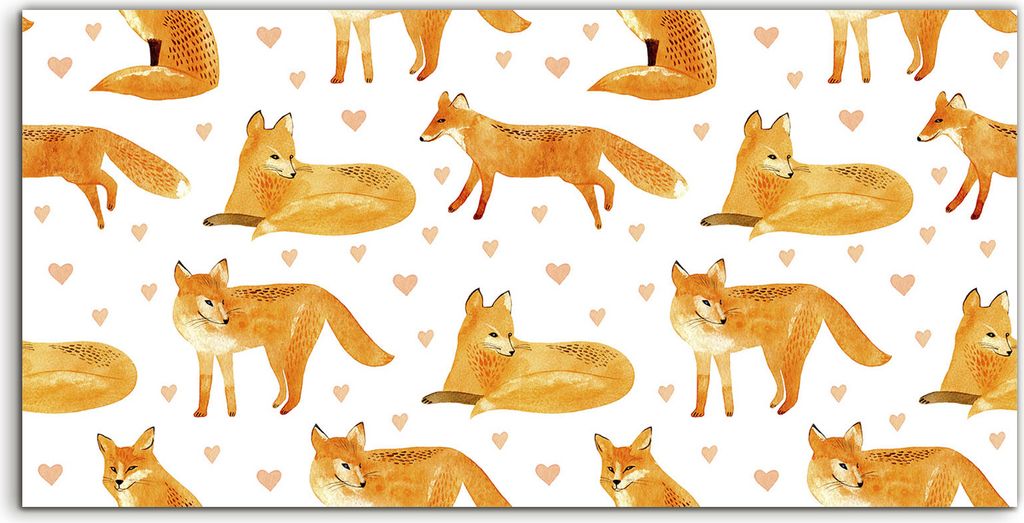 Coloray Canvas 140x70 Wandbild Leinwand Bilder Kinder Tiere Fuchs Igel Babyzimmer