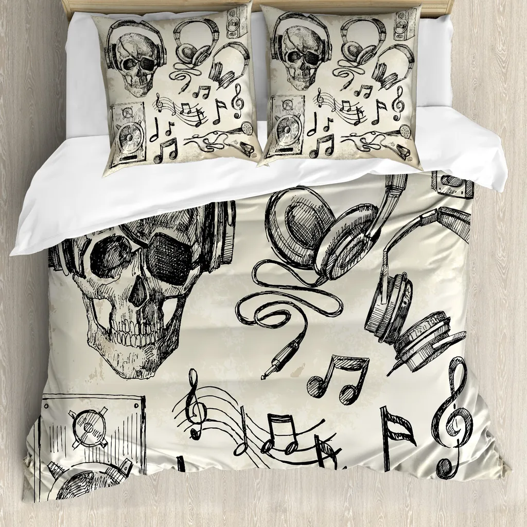Copripiumino Musica Teschi Hipster 200x200 Ragazzi Antiacaro Set