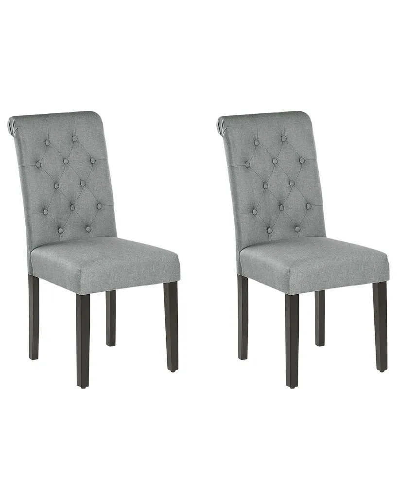 Beliani Ensemble de 2 chaises grises rembourrées avec pieds noirs