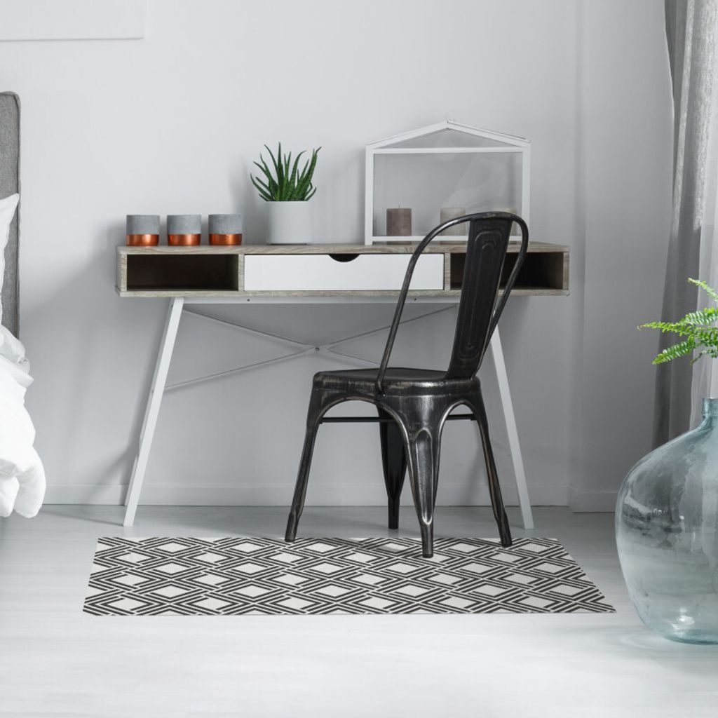 Teppich Premium Vinyl Wohnzimmer, Schlafzimmer und Küche hoher Qualität mit elegantem Design, rutschfest für Flur und Outdoor STORESDECO Schwarz...