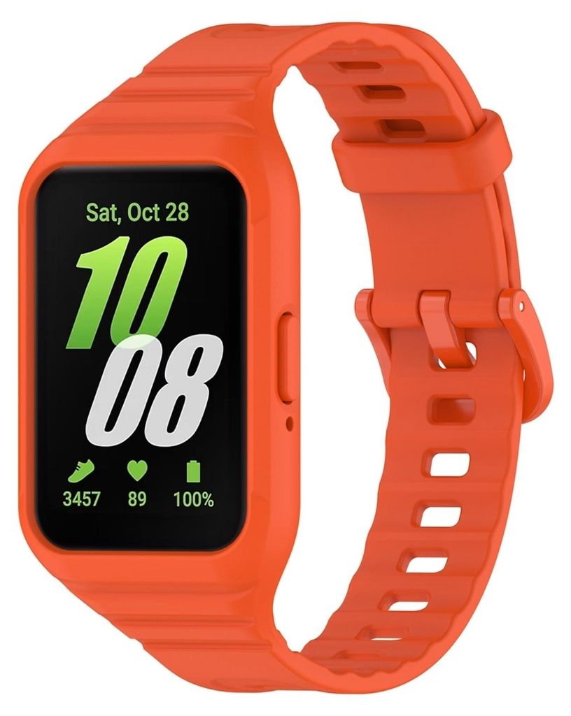 Für Samsung Galaxy Fit 3 TPU Uhrenarmband mit integriertem Gehäuse Ersatz Armband Orange