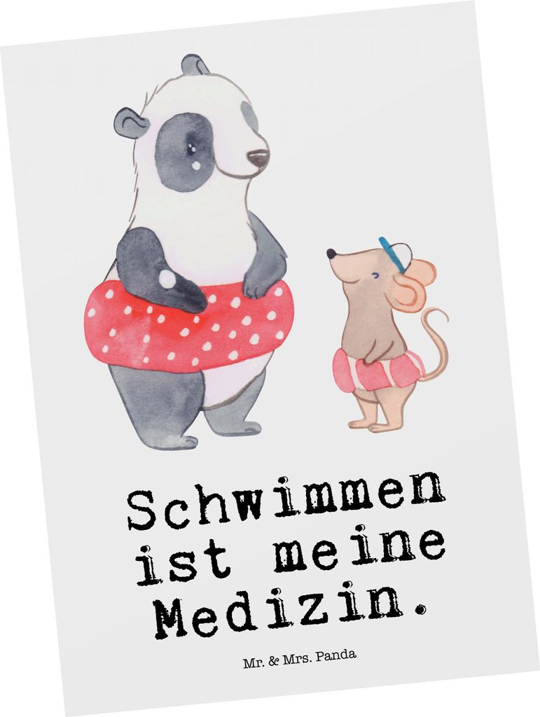 Mr. & Mrs. Panda Postkarte Otter Schwimmen - Weiß - Geschenk, Postkarten, Grußkarte, Ansichtskarten, Wassersport, bildkarte, Ansichtskarte, Schwi...