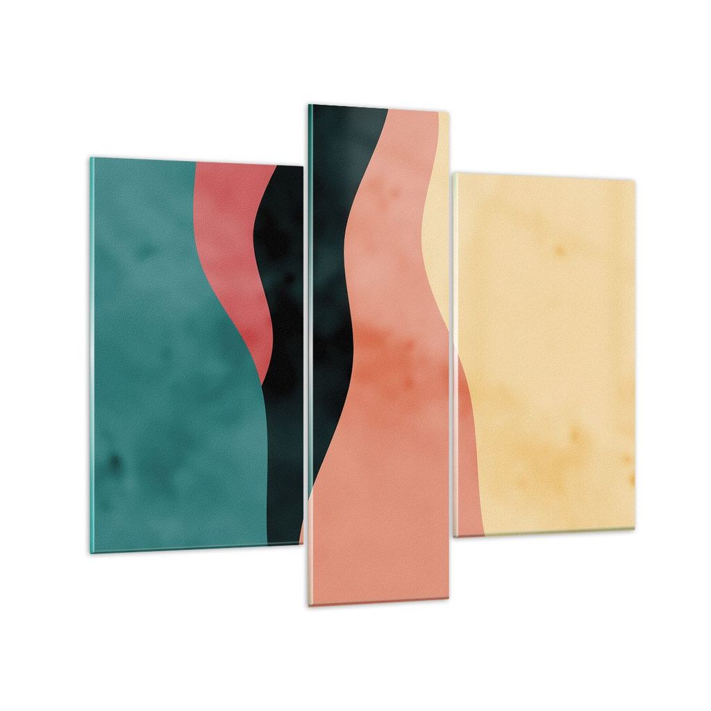 Bilder auf glas - 3 Teile - Mehrfarbig Abstraktion Modern - 95x80cm - Glasbilder - Wandbilder - Bilder - Wanddekoration aus Glas - Glas Bilder - Wa...