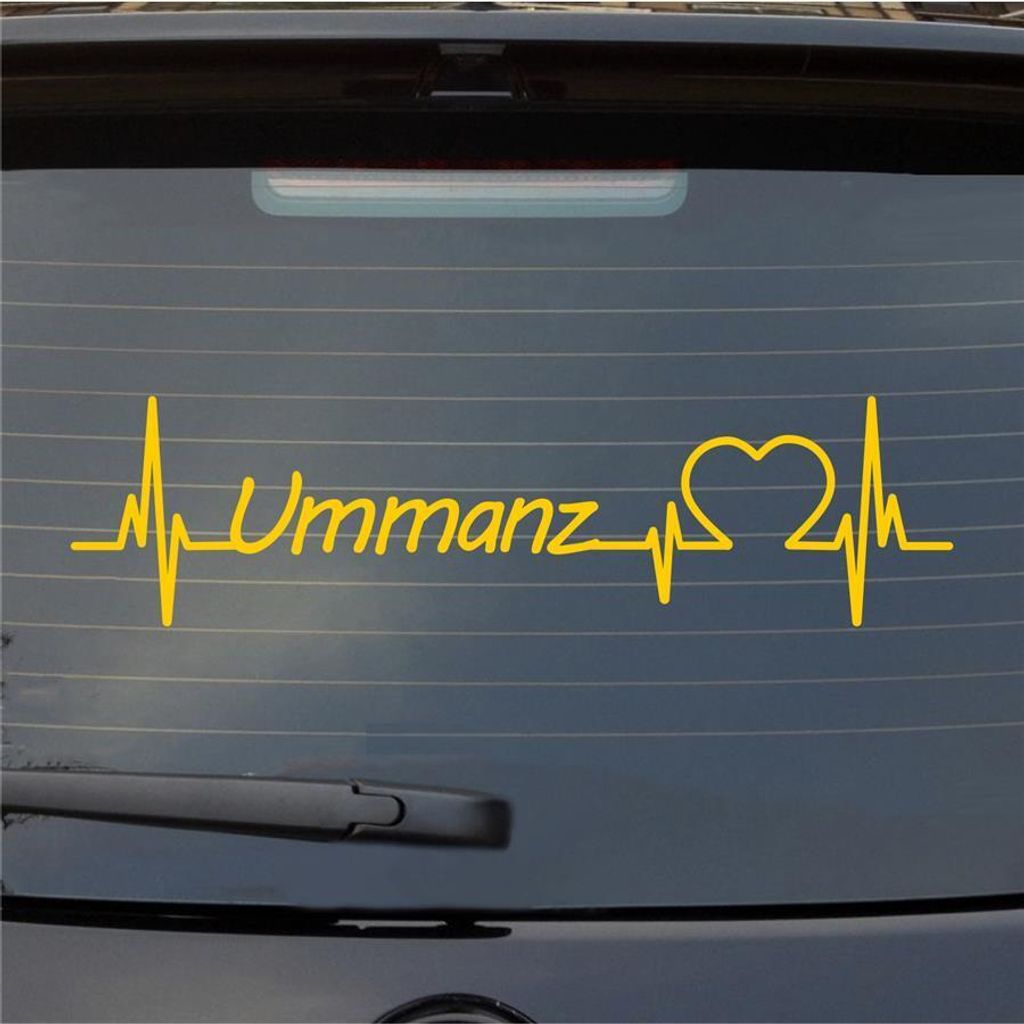 Heckscheibenaufkleber Ummanz Herzschlag Puls Insel Ostsee Liebe 55x14 cm Gelb Auto Aufkleber Sticker