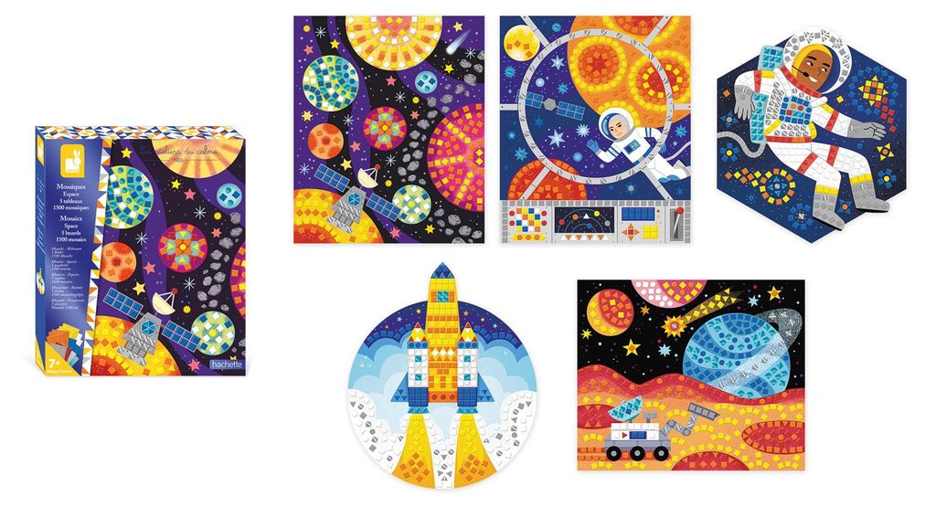 Janod Mosaik Bastelset Space - kreatives Spielzeug für Kinder