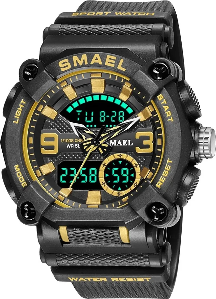 Montre Sport Antichoc SMAEL FOX KP14151 - Étanchéité et Design Doré