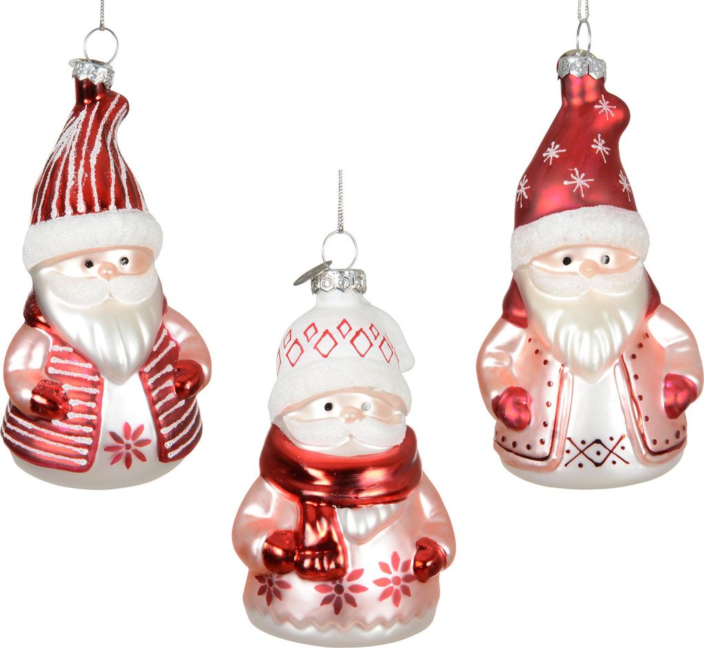 Christbaumschmuck Glas 11cm Weihnachtsmann Figur 1 Stück sort. Rot