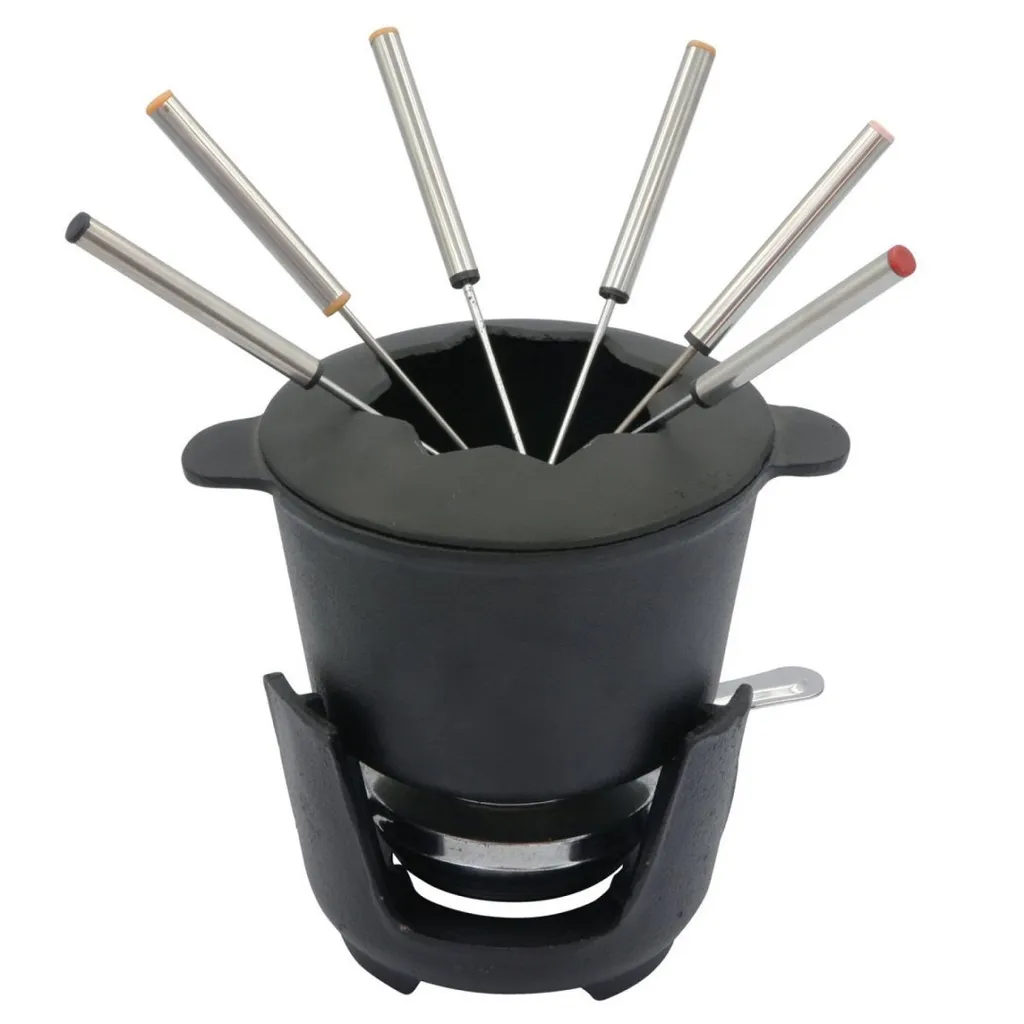 Set Fonduta Kinghoff KH-7809 Ghisa Smaltata - Kit Completo 6 Forchette
